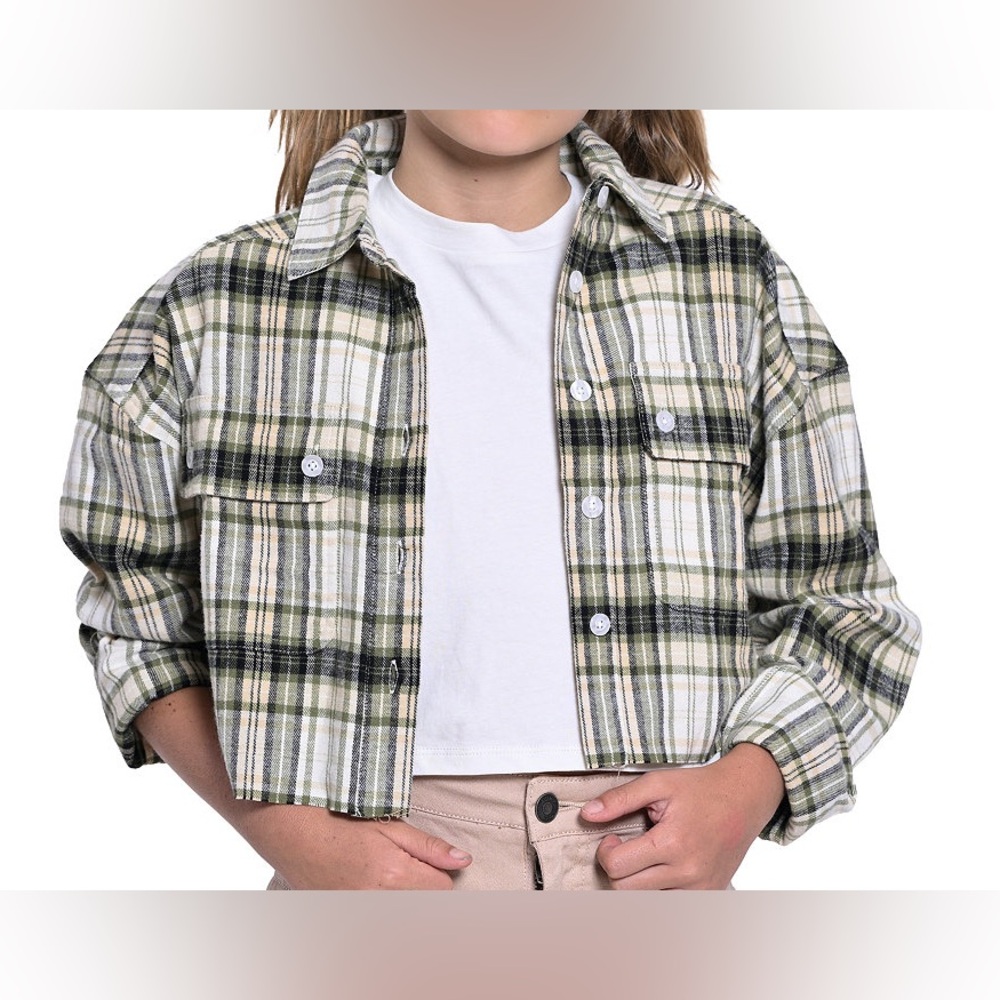 With Jules - Green and White Kids Plaid Shirt